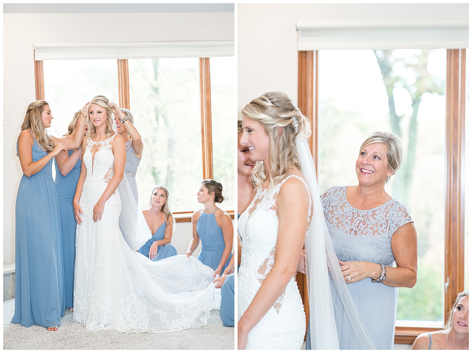 Bride Getting Ready with Bridesmaids and Mom - Twin Oaks Golf and Plantation Club Wedding