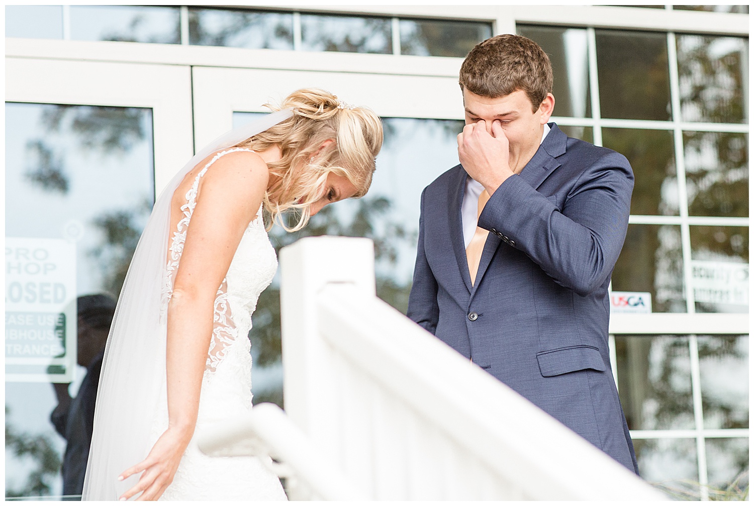 Groom Crying at First Look - Twin Oaks Golf and Plantation Club Wedding