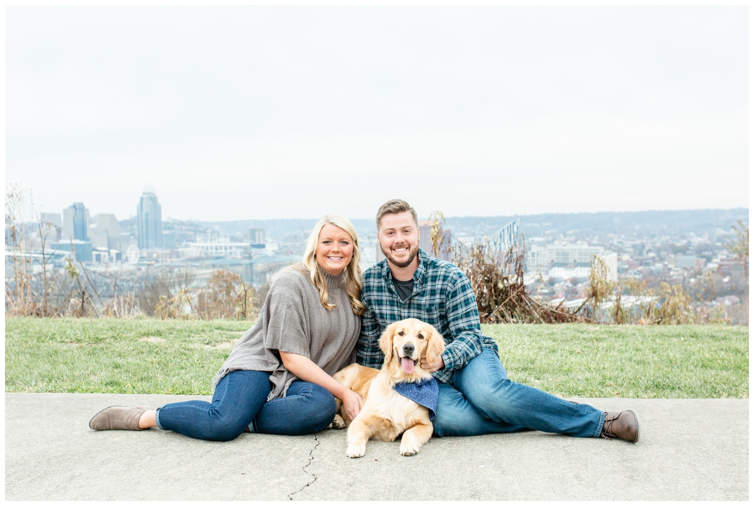 Devou Park Wedding - Devou Park Overlook - Cincinnati Engagement Session with Dog