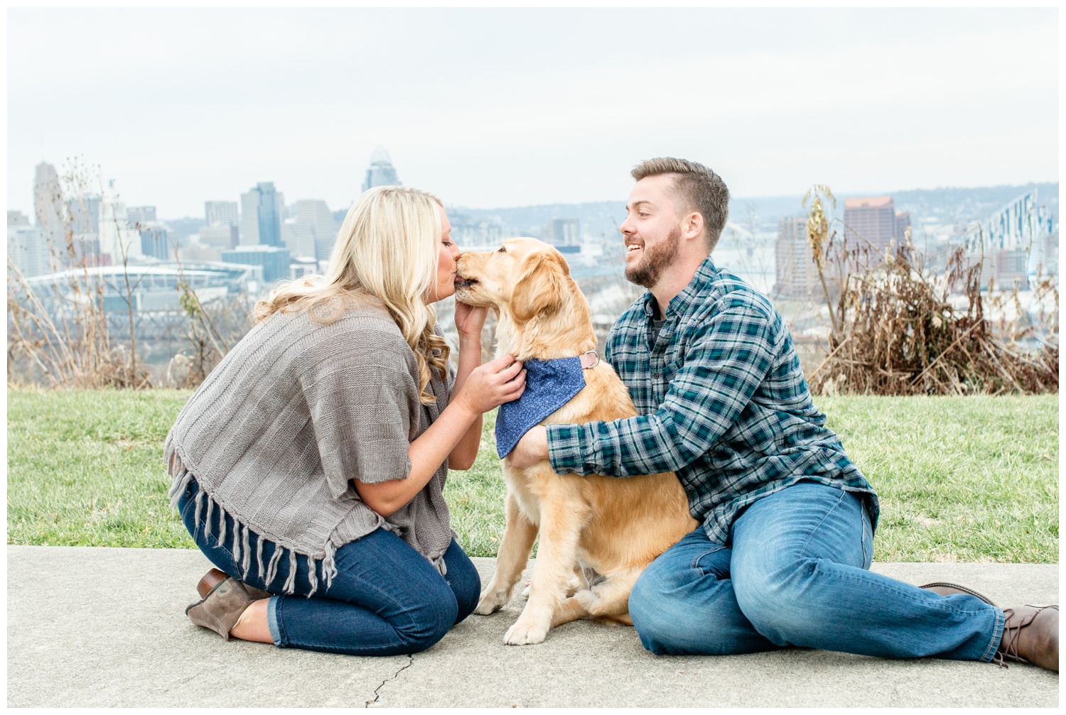 Devou Park Overlook - Engagement Picture with Dog