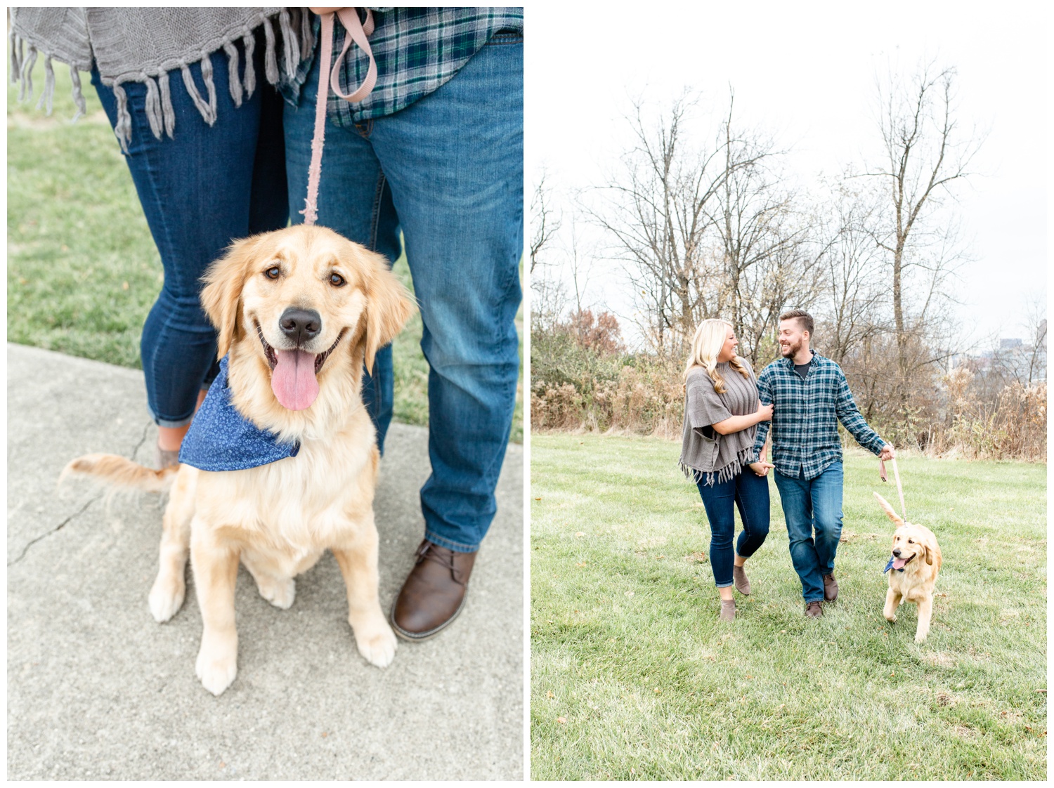 Cincinnati Engagement with Dog at Devou Park Overlook