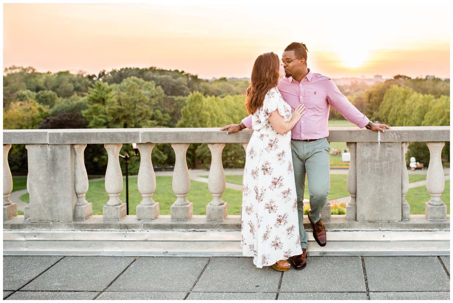 Sunset Engagement Session at Ault Park - Interracial Couple