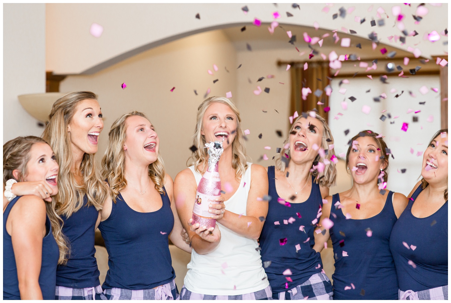 Cincinnati Wedding - Bridesmaids with Confetti Poppers