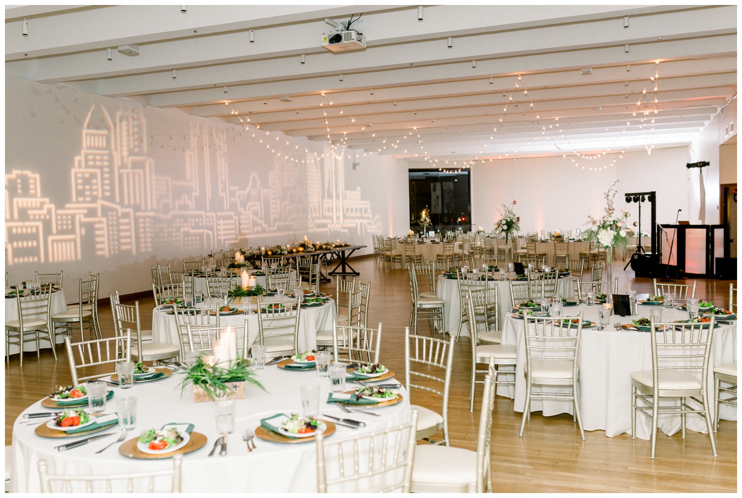 The Center Cincinnati Wedding Reception with Party Pleasers Lighting