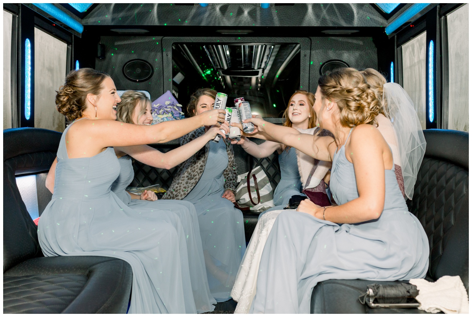 Bridal Party in Limo