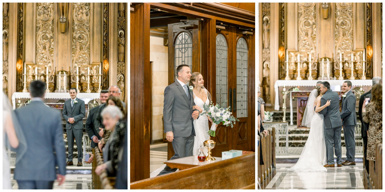 Catholic Wedding - Bride Walking Down Aisle - First Look
