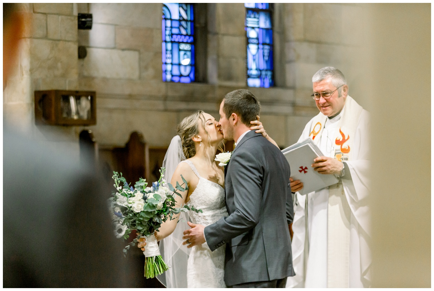 First Kiss- Catholic Ceremony in Cincinnati