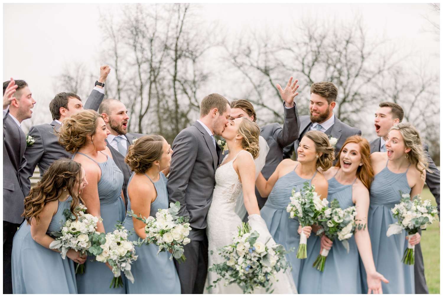 Bridal Party Celebrating at Rolling Meadows Ranch