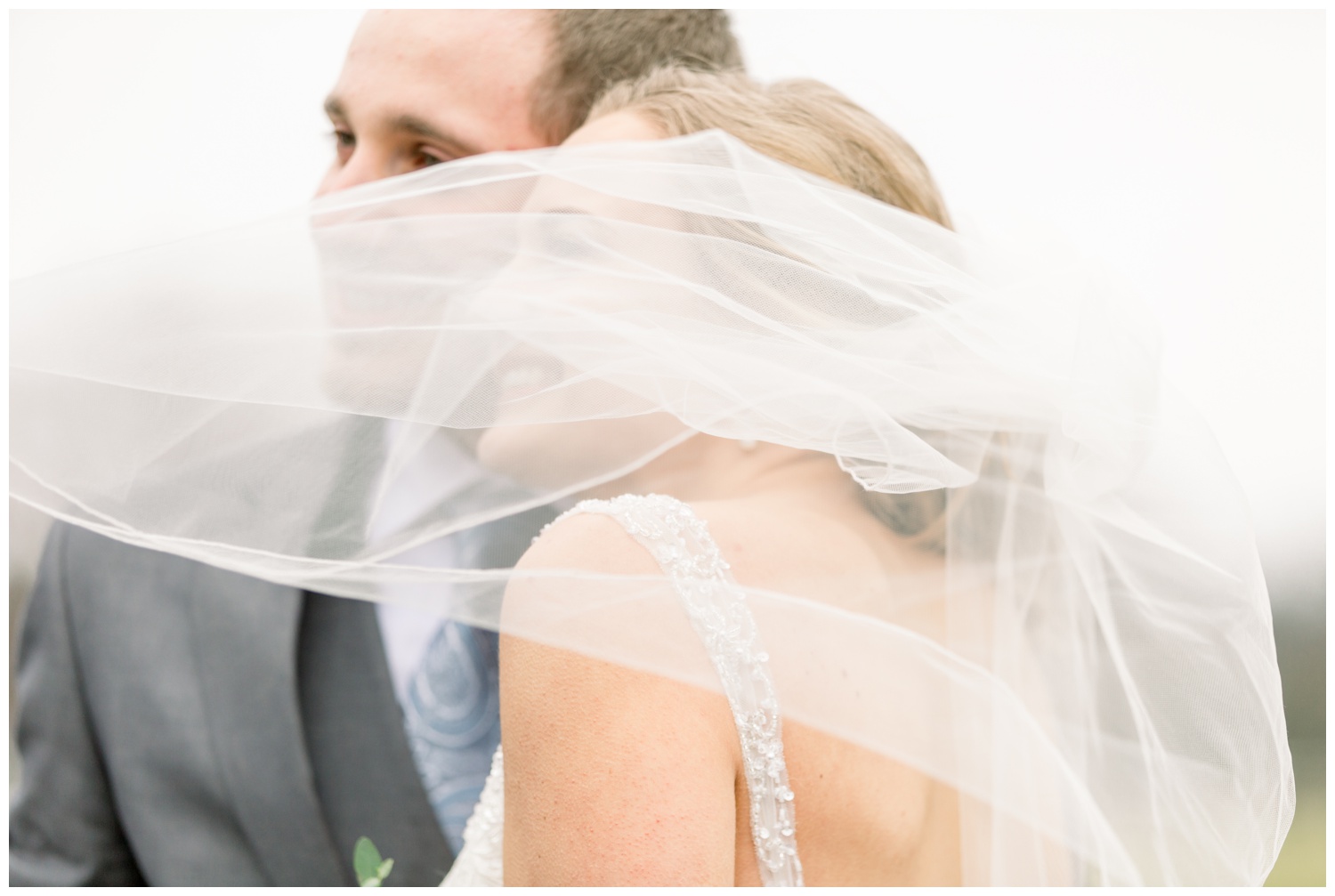 Veil Blowing in Wind - Bride and Groom with Veil