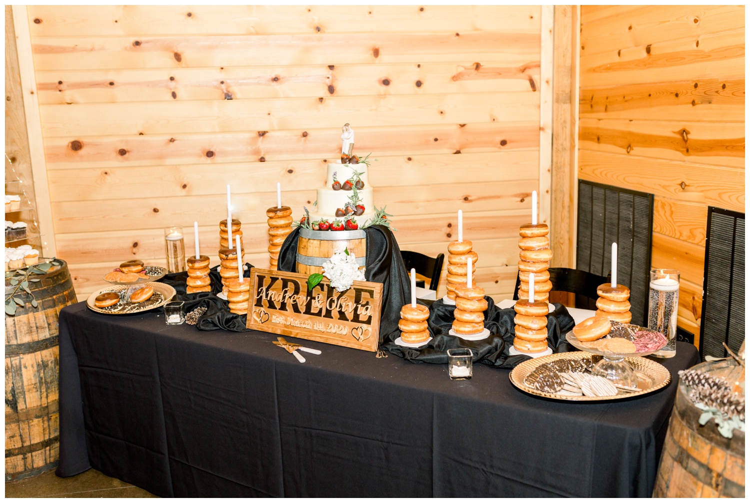 Cake Table - Wedding Dessert Spread - Cake and Donuts
