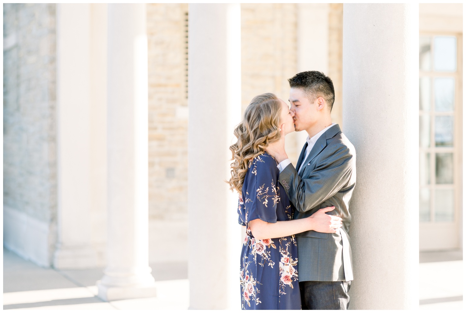 Engaged Couple at Ault Park Columns