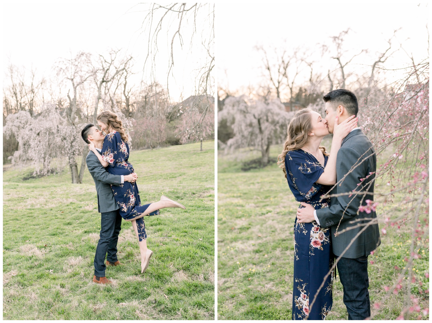 Engagement Session at Ault Park - Spring Cherry Blossoms - Cincinnati Wedding Photographer