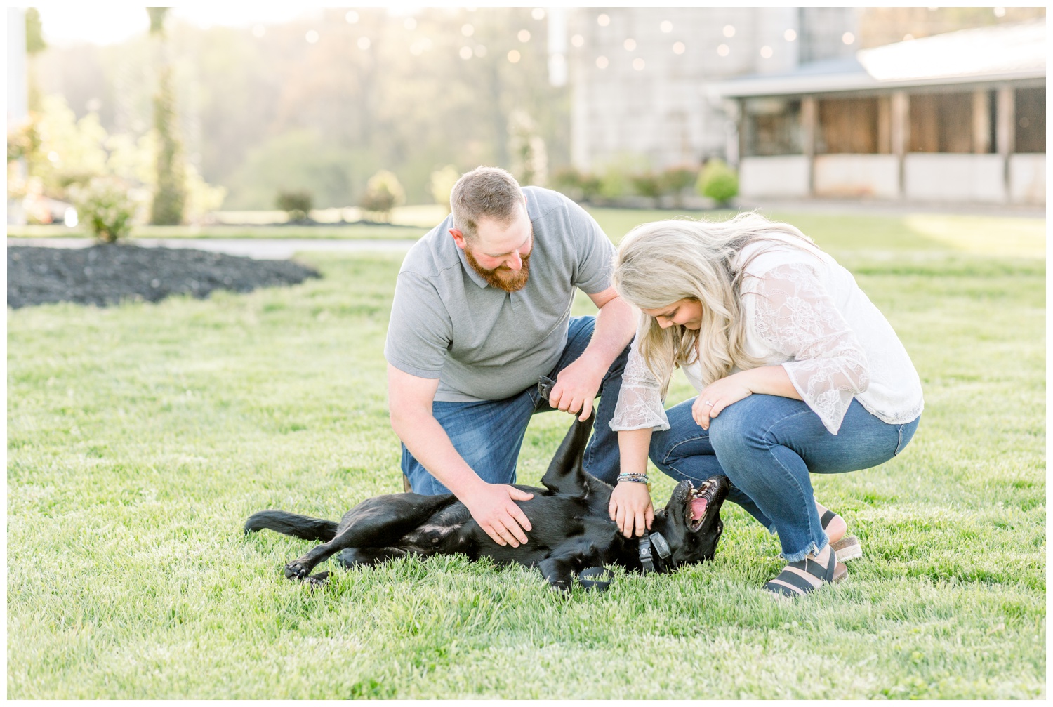 Engagement Pictures with Dog - Dog Belly Rub - Misty Maple Gardens