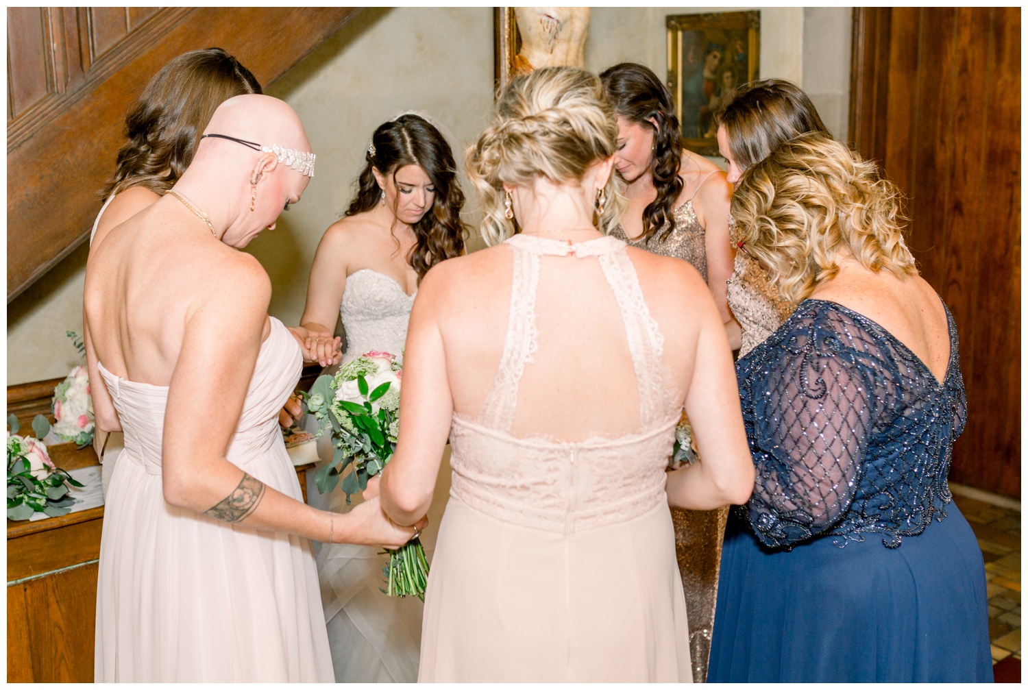 Praying over Bride on Wedding Day - Cincinnati Wedding Photographer