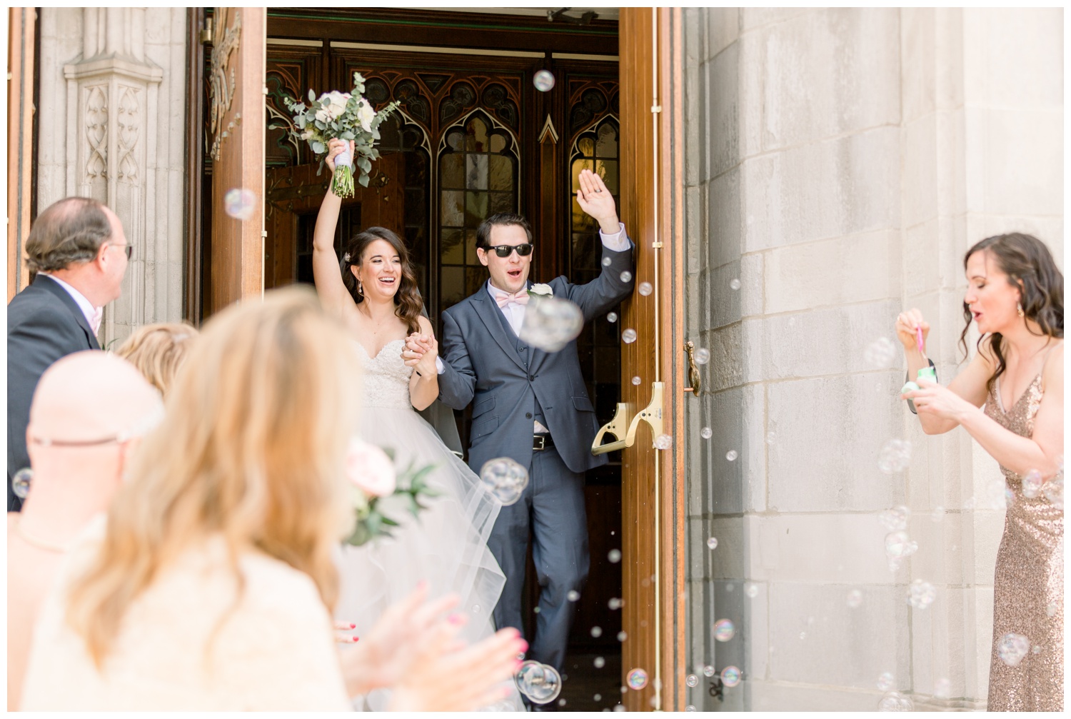 St. Cecilia Bubble Exit - Cincinnati Wedding Photographer