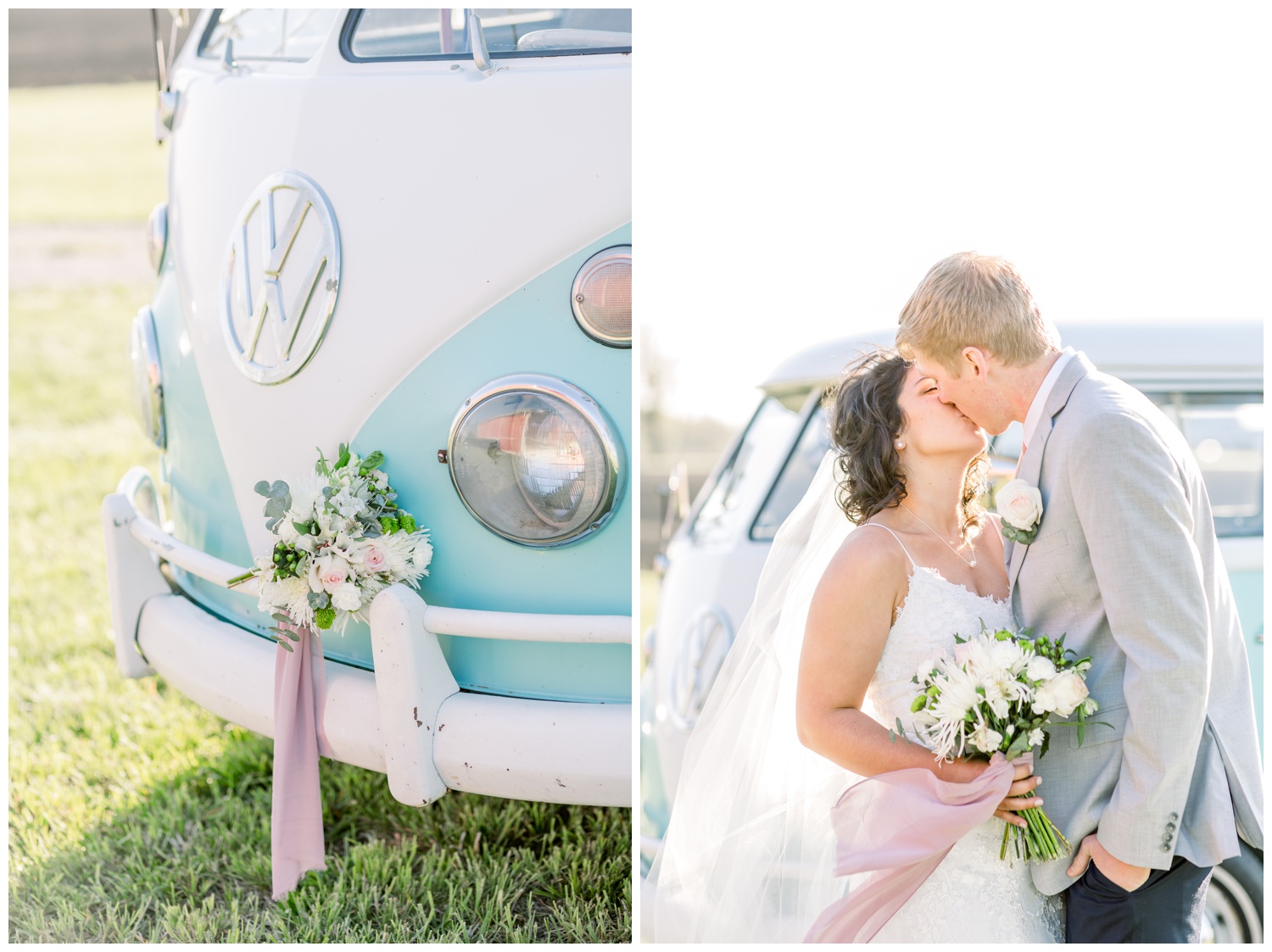 Bride and Groom with VW Bus
