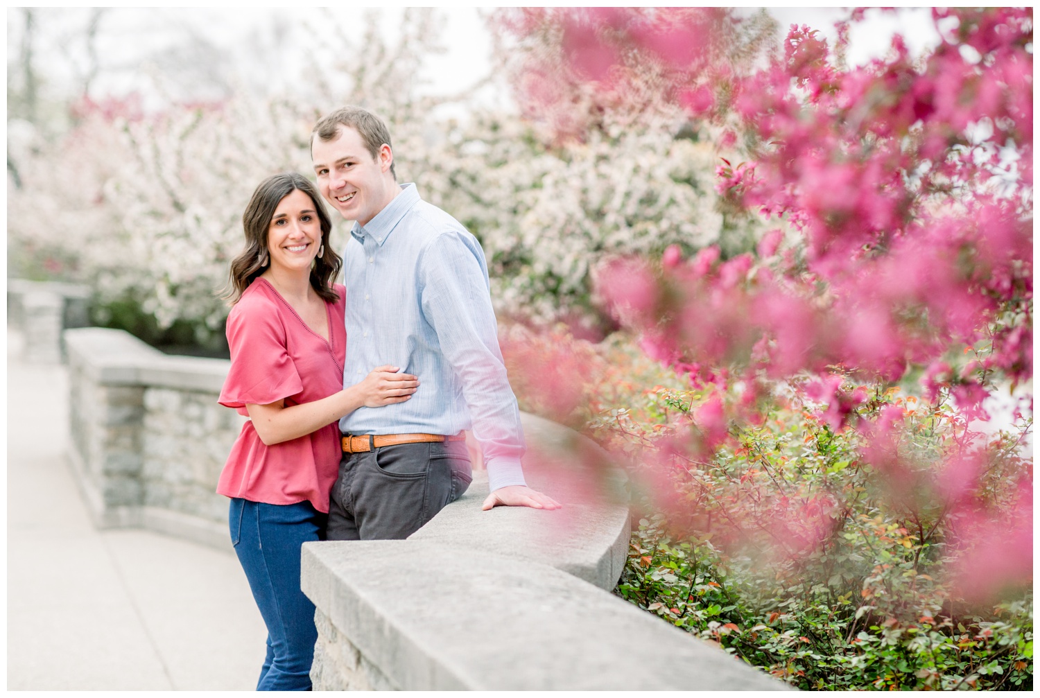 Engaged Couple at Ault Park in Spring - Cincinnati Flowering Trees