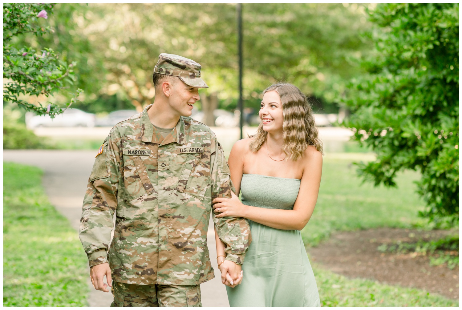 Army Couple Walking at Eden Park Cincinnati