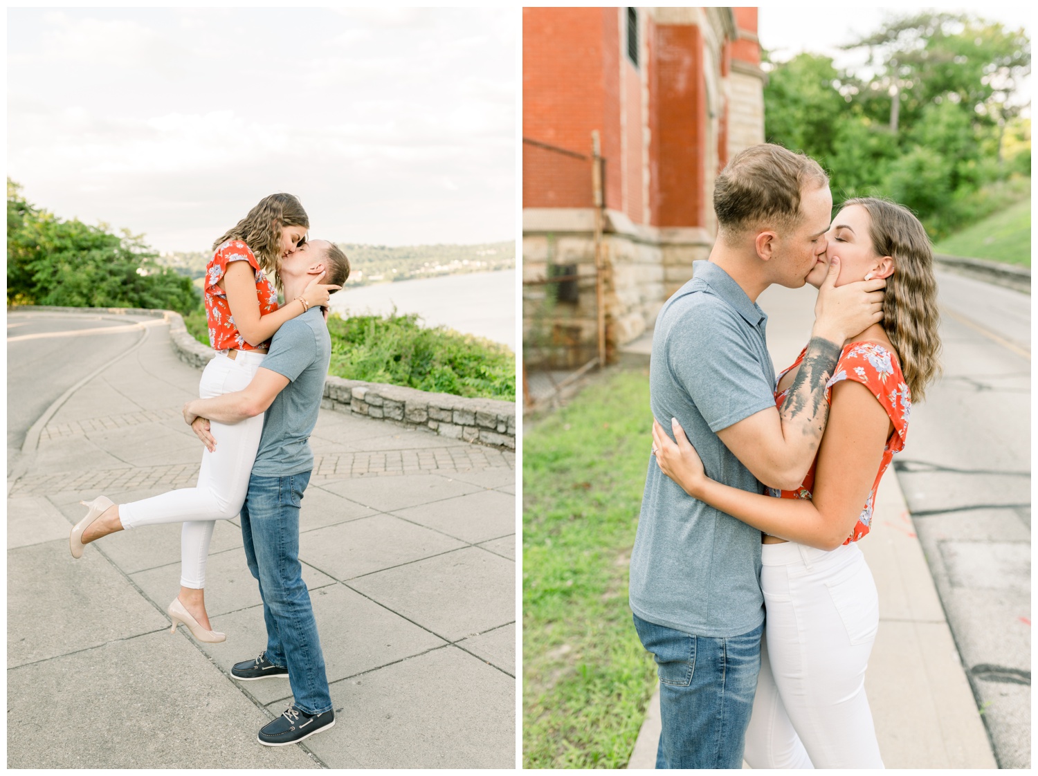 Couple Kissing at Eden Park Cincinnati Overlook
