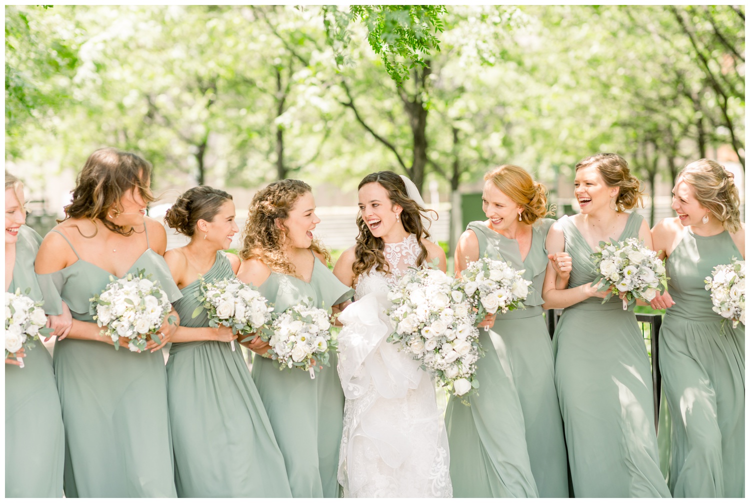 Bridesmaids at Triangle Park in Lexington - Lexington Kentucky Wedding Photographers