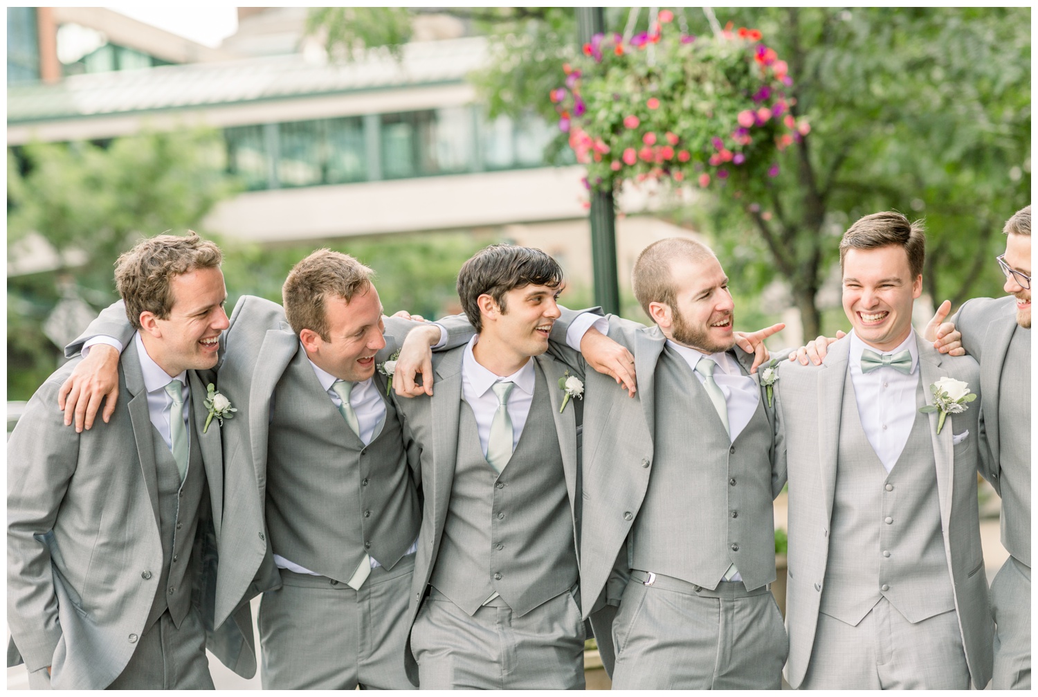 Groom and Groomsmen Laughing - Lexington Kentucky Wedding Photographers