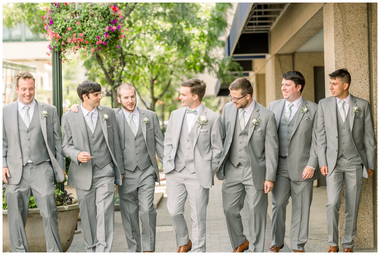 Lexington Kentucky Wedding Photographers - Groomsmen Walking Downtown