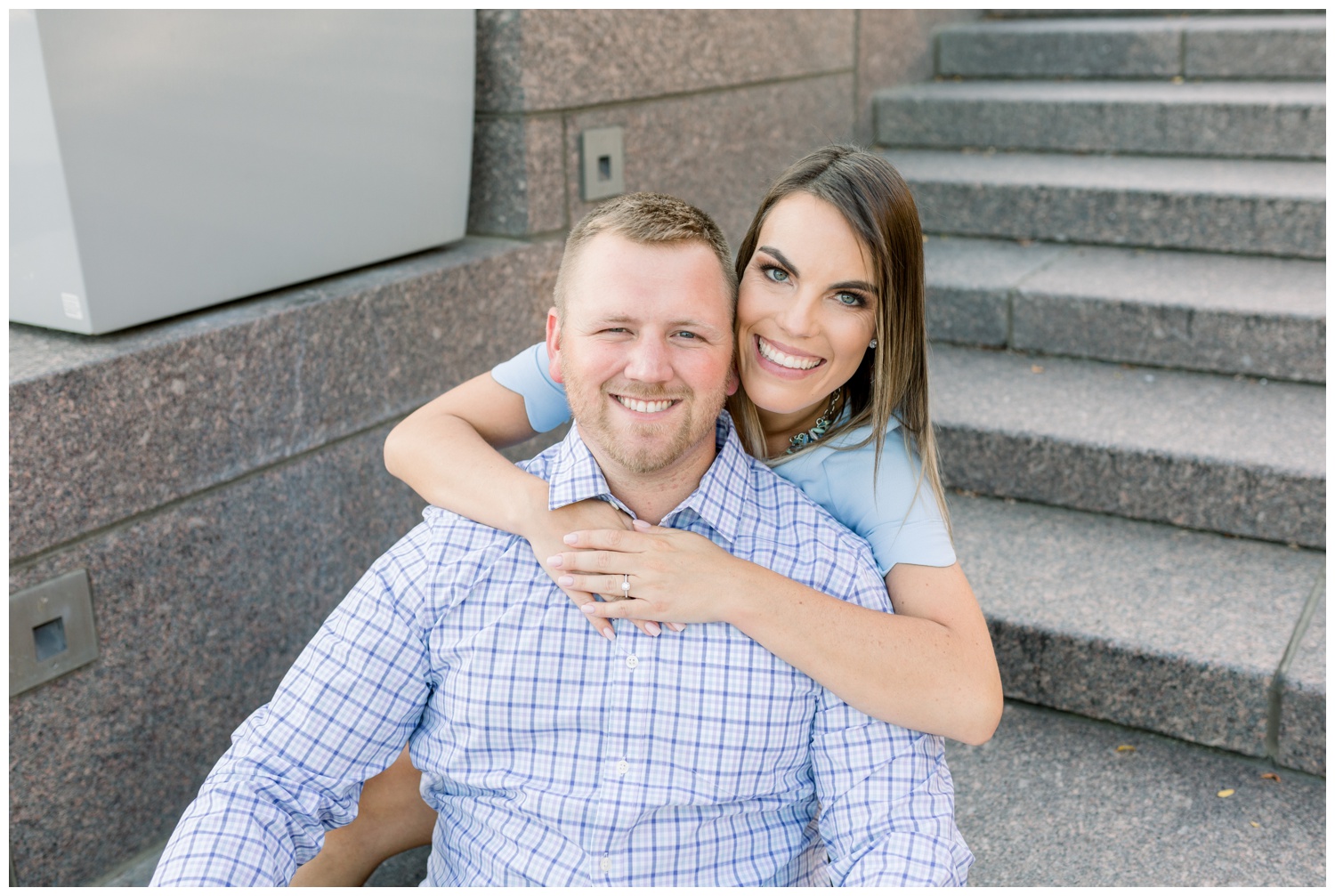 Engaged Couple at Smale Park on Steps