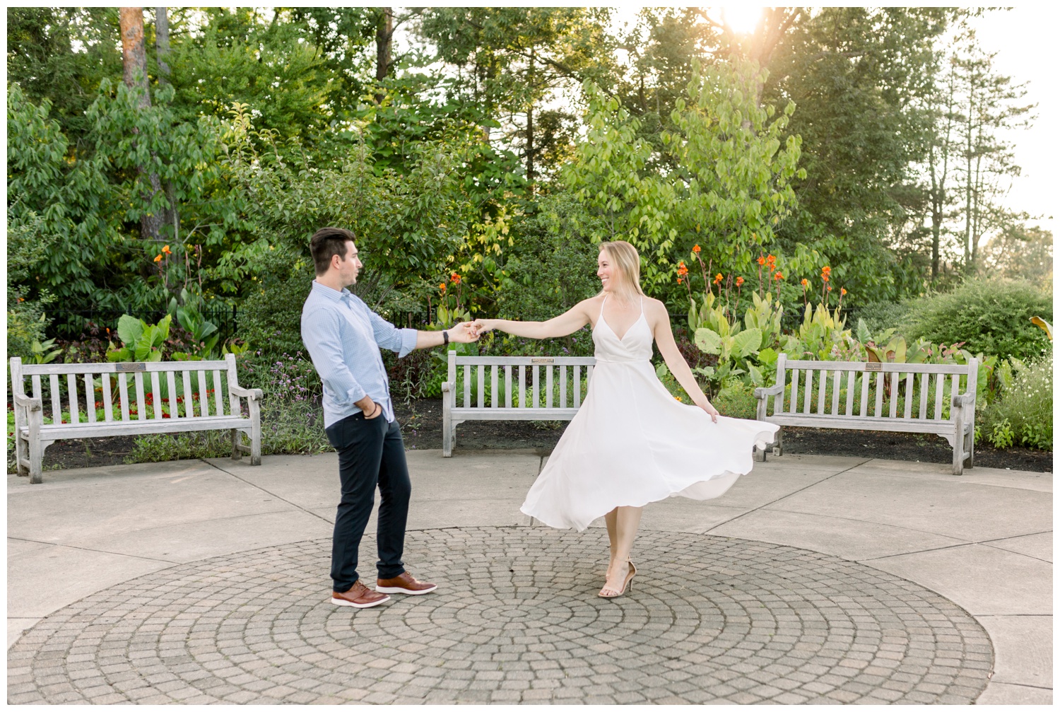 Couple Dancing at Ault Park Engagement Session - What to Wear for Engagement Pictures