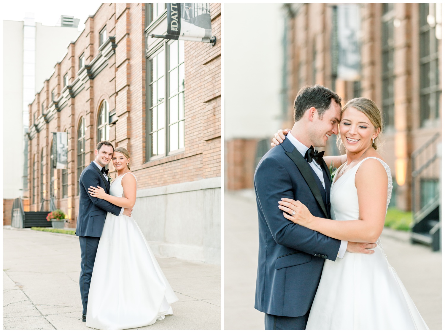 Bride and Groom Outside The Steam Plant Dayton