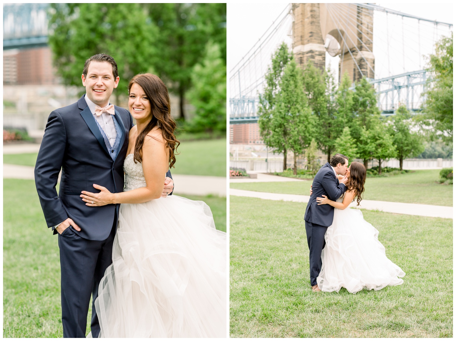 Bride and Groom in Front of Roebling at Smale