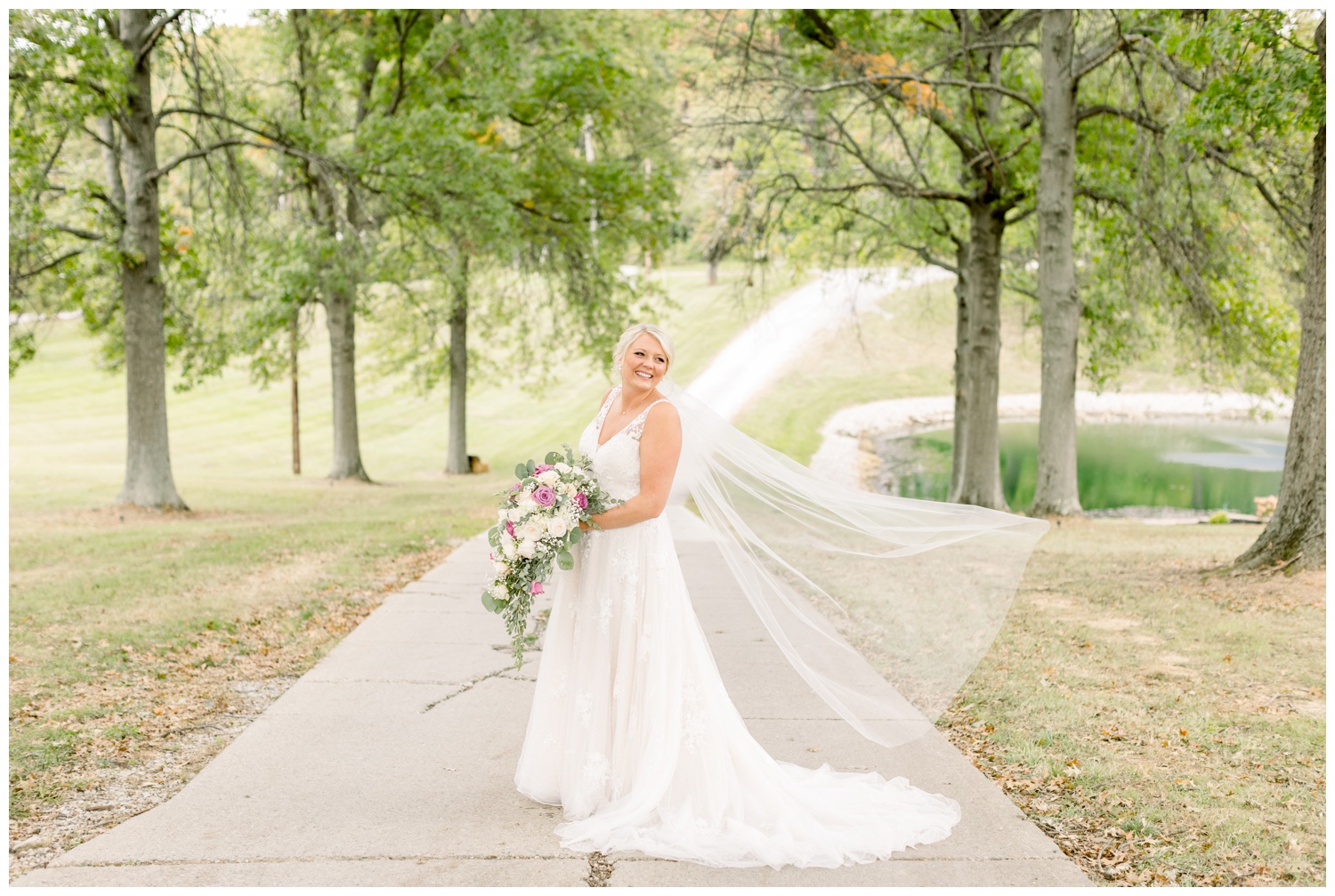 Northern Kentucky Wedding Venue Bridal Portraits with Long Veil