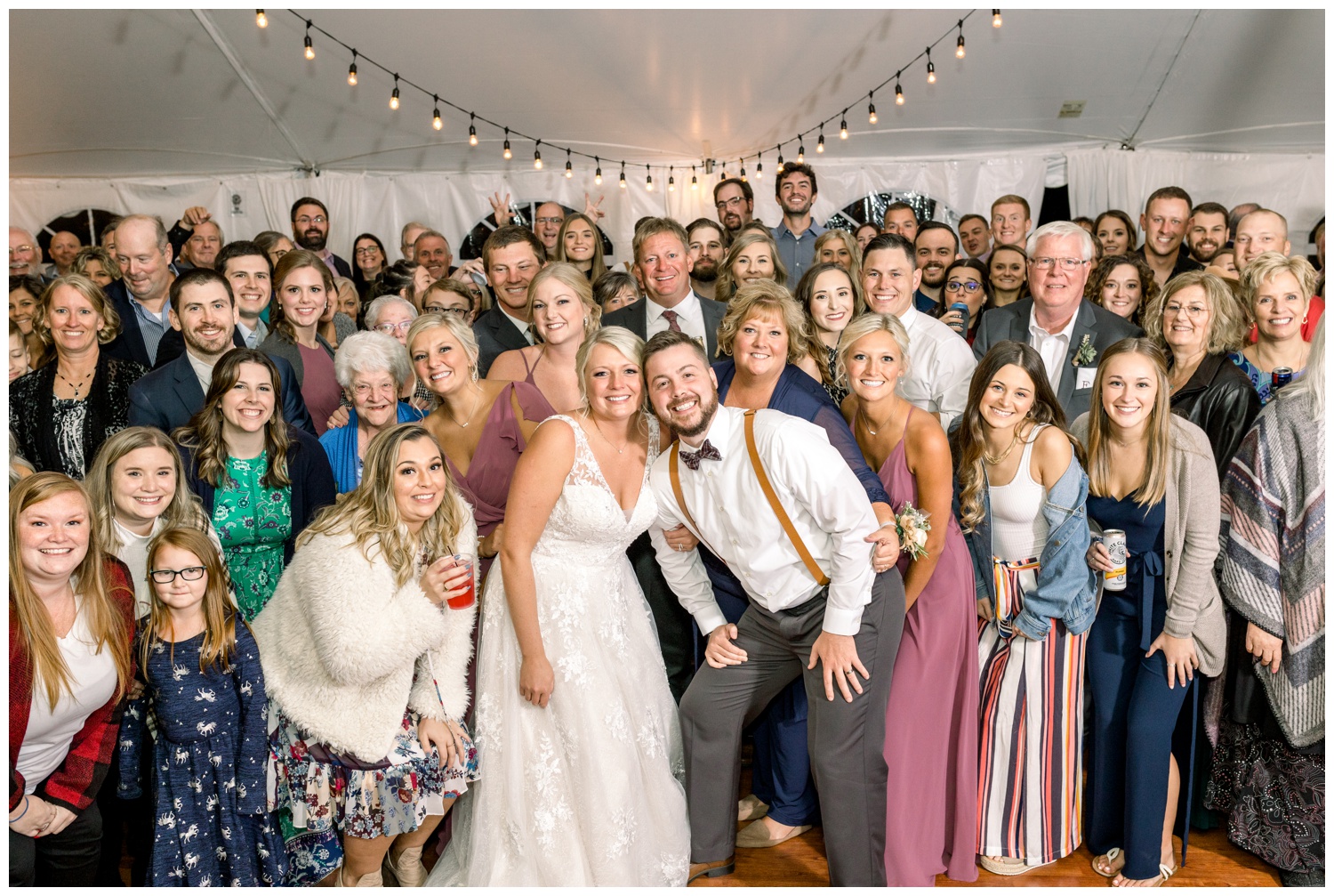 Outdoor Tent Wedding Reception Group Picture