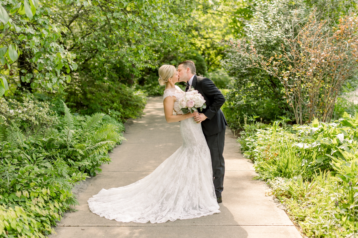 Bride and Groom Kissing at Ault Park Wedding in Cincinnati
