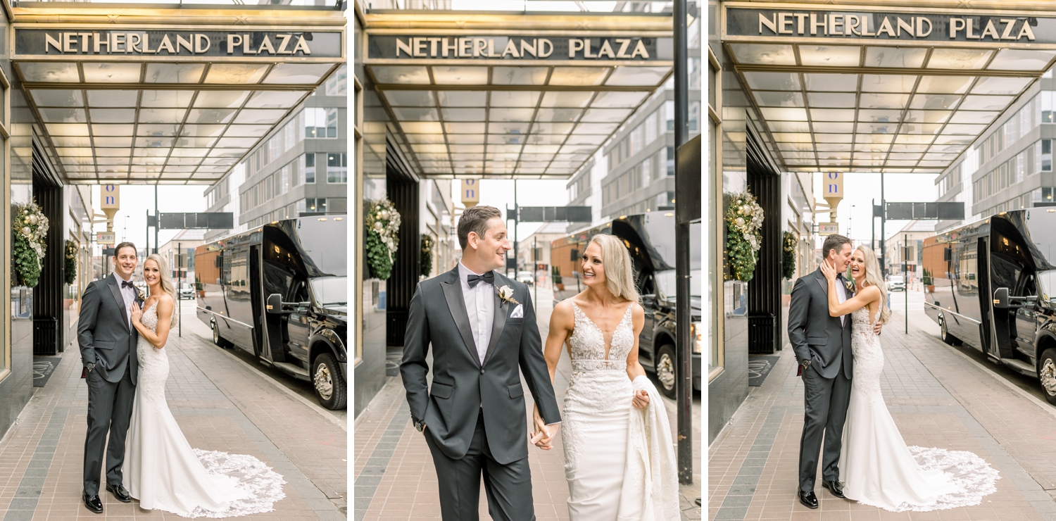 New Years Eve Bride and Groom at Hilton Netherlands Plaza in Cincinnati