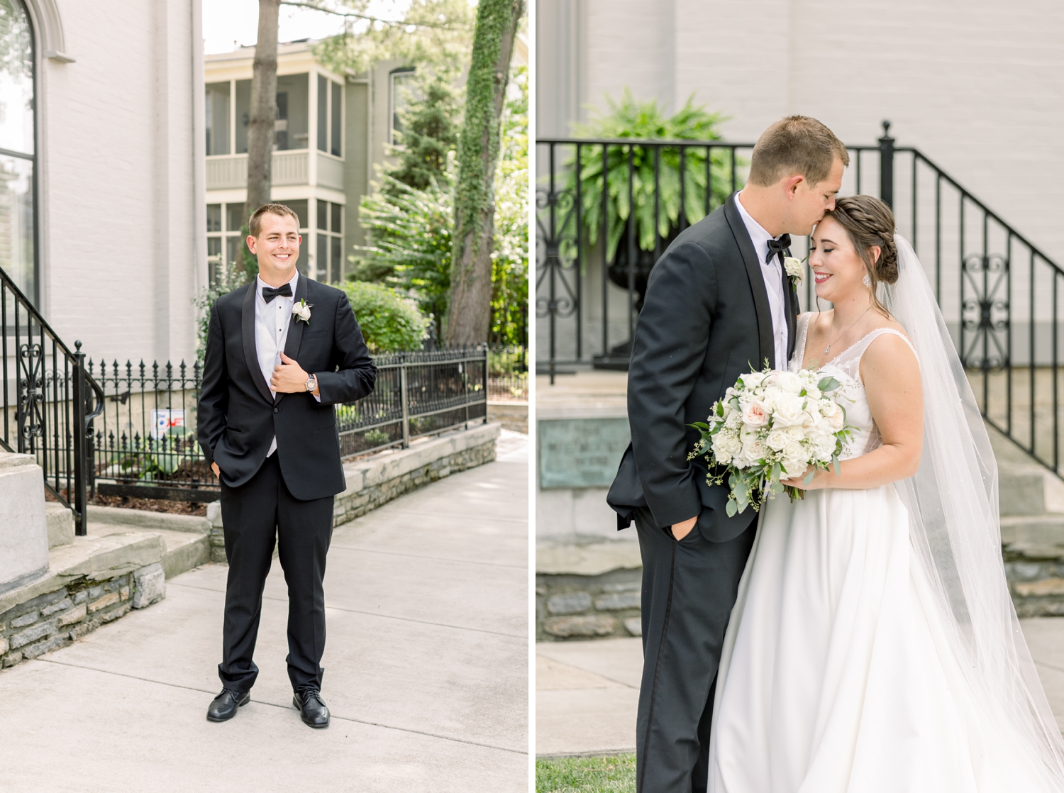 Bride and Groom in Historic Covington at George Rogers Clark Park