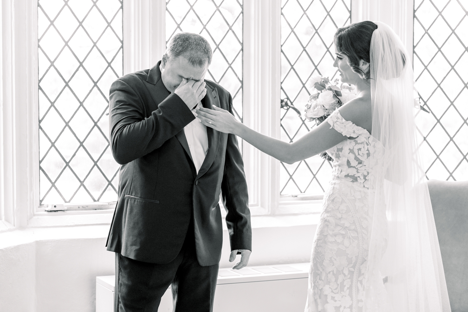 Bride First Look With Dad at Pinecroft at Crosley Estate