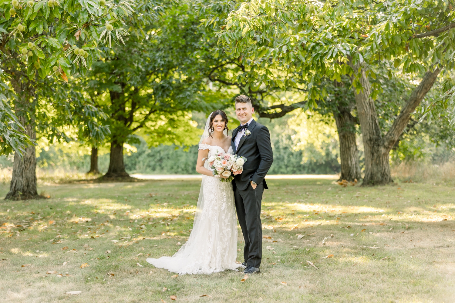 Bride and Groom in Pinecroft at Crosley Estate Orchard